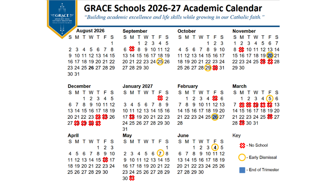 2026-27 GRACE Academic Calendar Available - Notre Dame of De ...