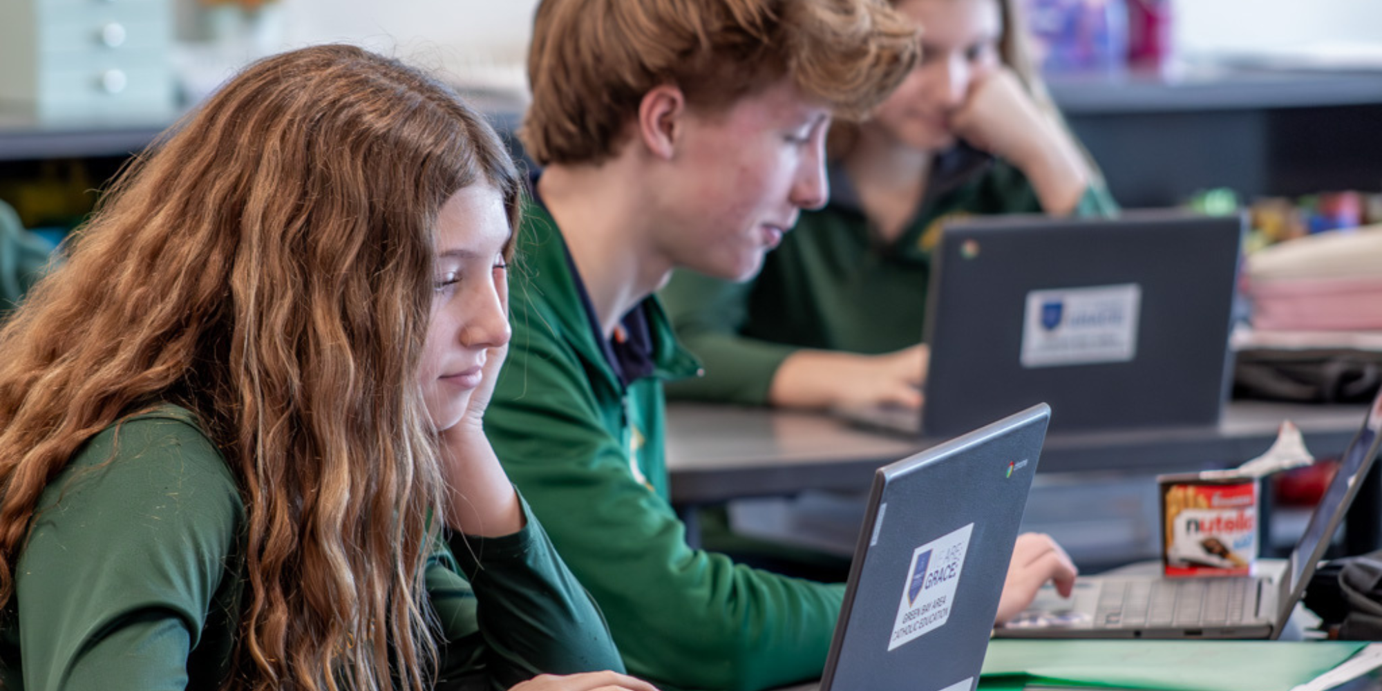 Notre Dame students on laptops